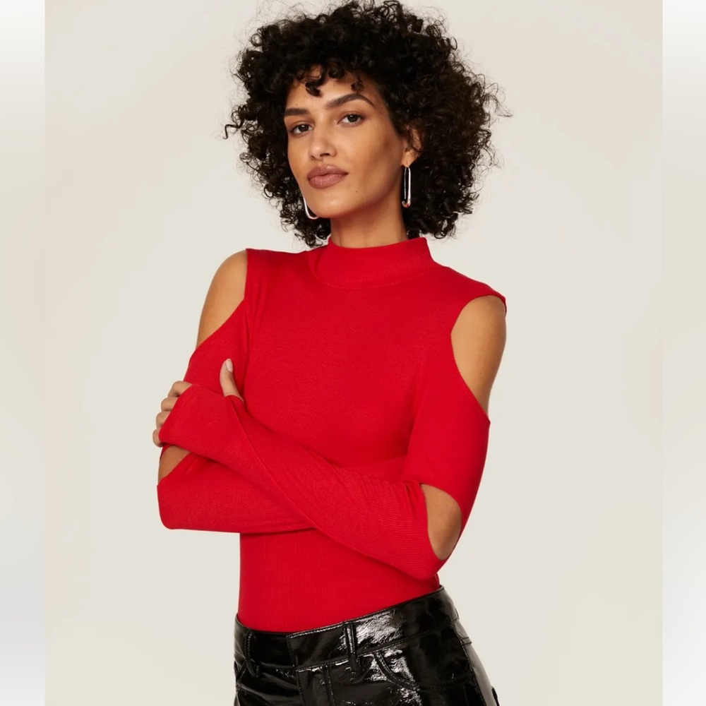 LNA Apex Cutout Rib Top in red